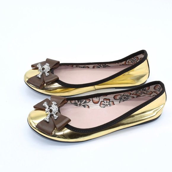 Town Shoes Gold Skull Embellished Flats 36 main image 4